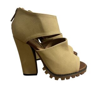 Michael Antonio Women's Sz 5.5 Kaimi High Heel Sandal Shoes Tan Beige NEW
